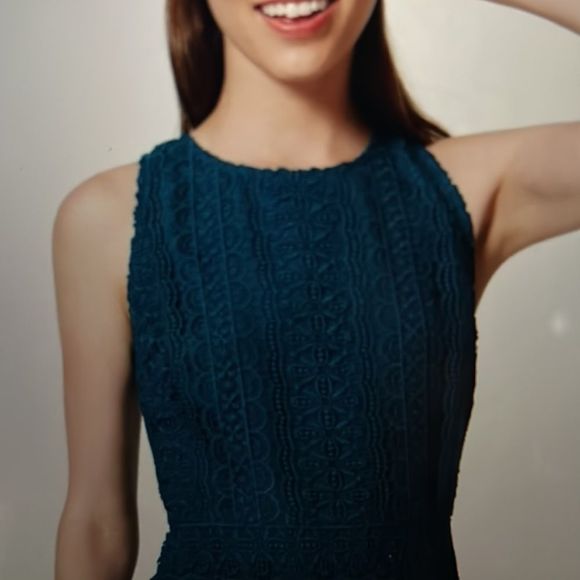 LOFT OUTLET TEAL LACE DRESS - Picture 3 of 13